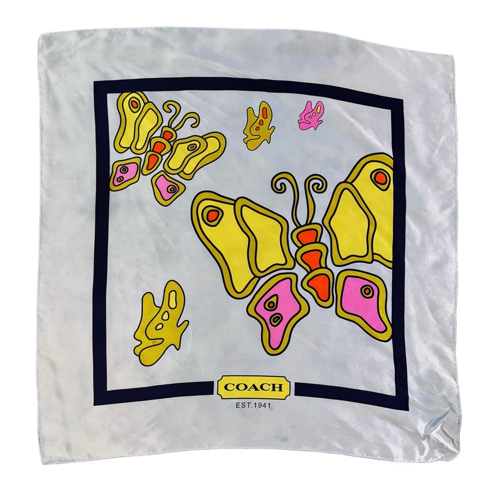 Coach Butterfly Print Scarf - Yellow, Pink, Black